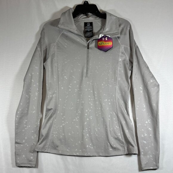 New Under Armour Women's ColdGear Infrared 1/4 Zip Pullover Medium Light Gray - Picture 4 of 9